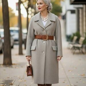 VTG Collectible I. Magnin Strong Hewat Wool Overcoat Union Made USA White Label